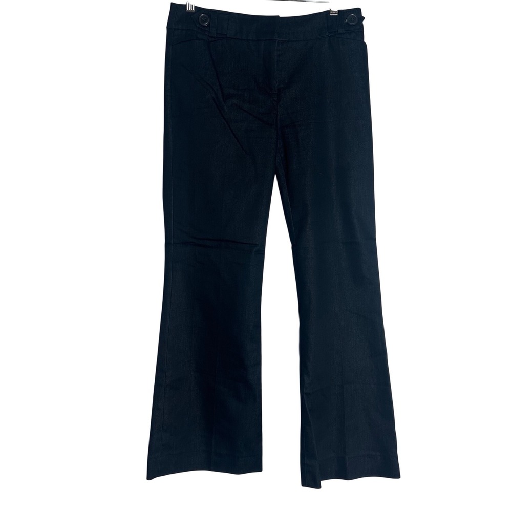 Dalia Collection Black Wide Leg Dress Pants Womens 4 Button Tab Waist